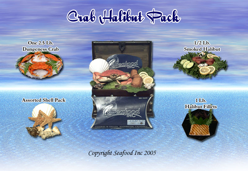 Seafood Gift Basket - Fresh Halibut - Dungeness Crab